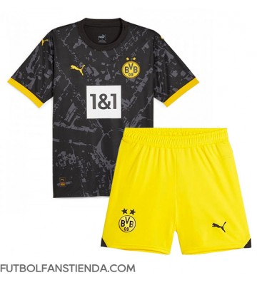 Borussia Dortmund Segunda Equipación Niños 2023-24 Manga Corta (+ Pantalones cortos)